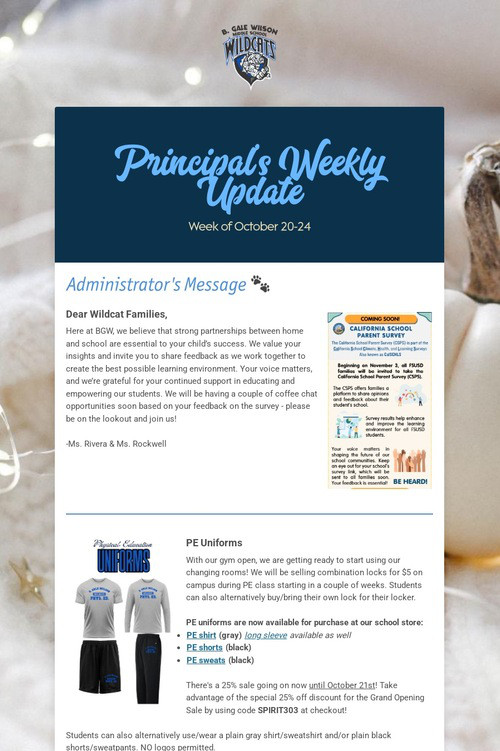 Principal's Weekly Update
