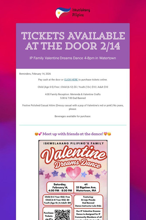 Tickets Available at the Door 2/14