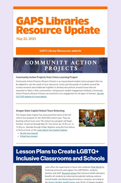 GAPS Libraries Resource Update
