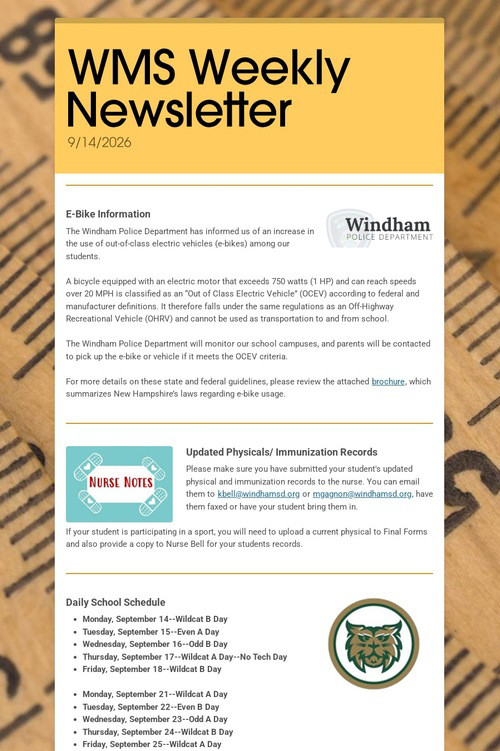 WMS Weekly Newsletter