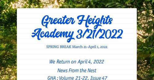 Greater Heights Academy 3/21/2022