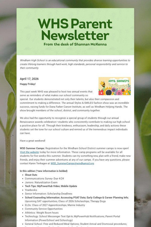 WHS Parent Newsletter
