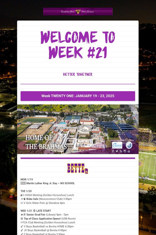 Welcome To Week #21