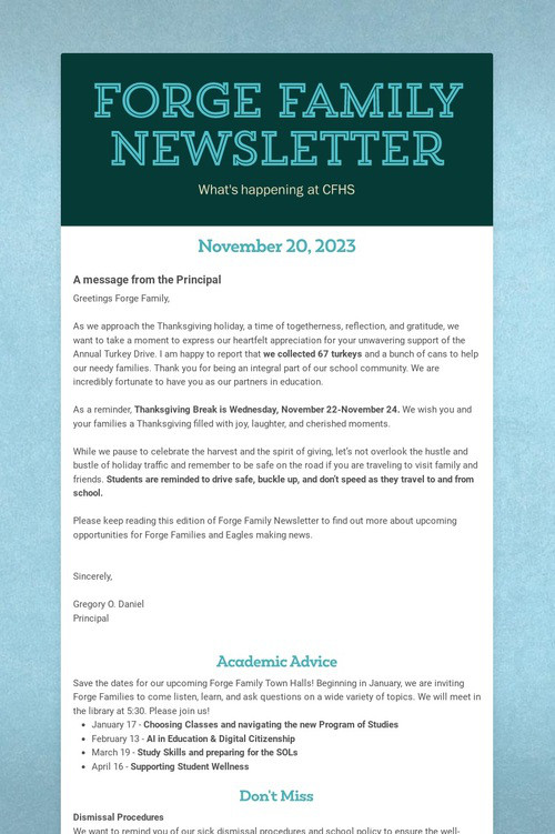 Forge Family Newsletter