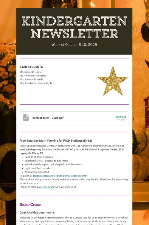 Kindergarten Newsletter