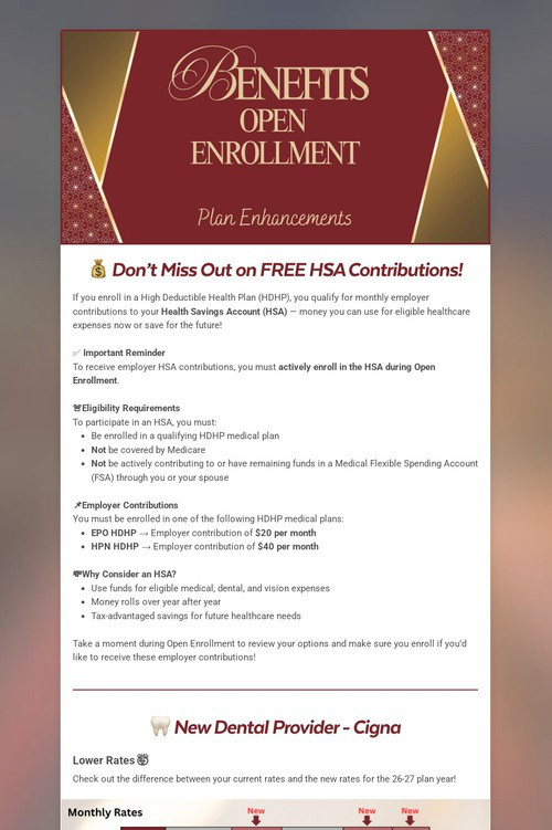 Open Enrollment - Plan Enhancements
