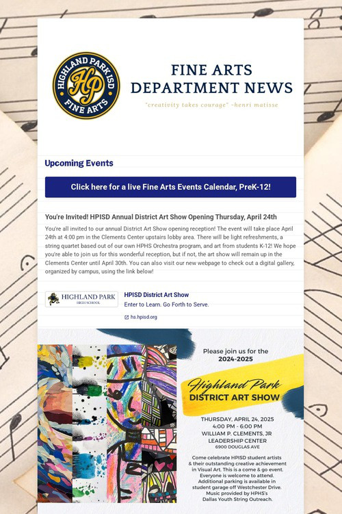 04/18/25 Fine Arts Department News