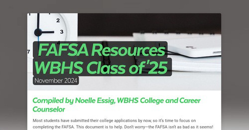 FAFSA Resources WBHS Class of '25