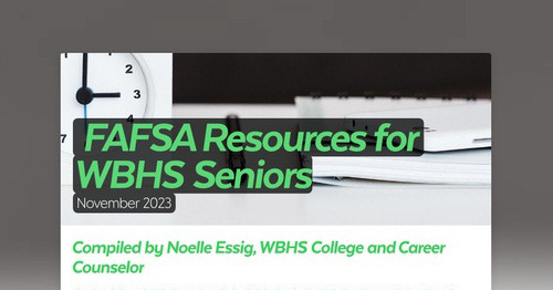 FAFSA Resources for WBHS Seniors