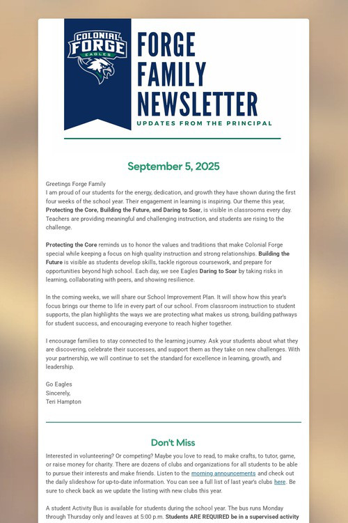 Forge Family Newsletter