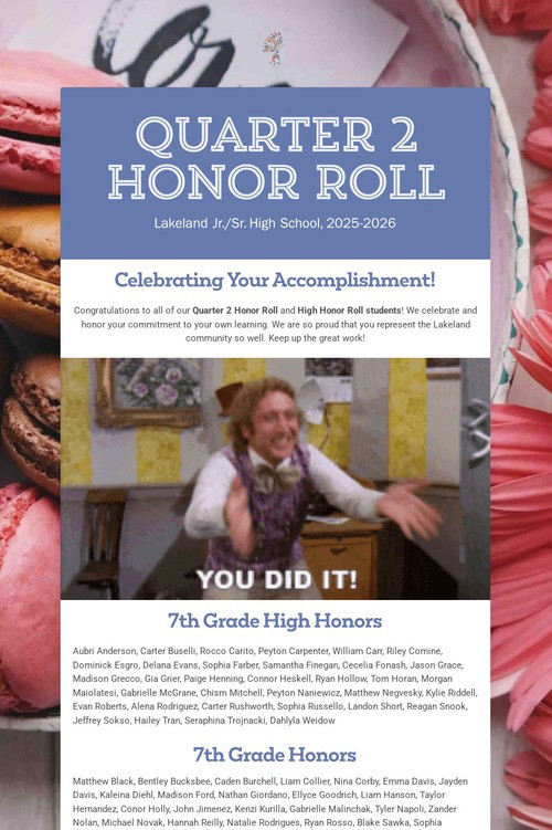 Quarter 2 Honor Roll