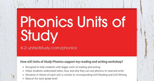 Phonics Units of Study | Smore Newsletters