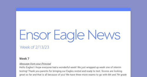 Ensor Eagle News