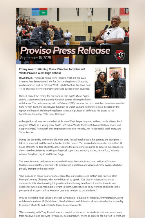 Proviso Press Release
