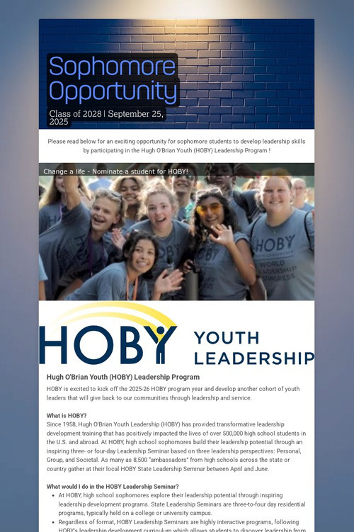 Sophomore Opportunity