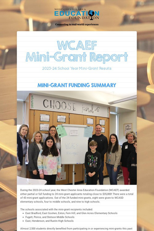WCAEF Mini-Grant Report