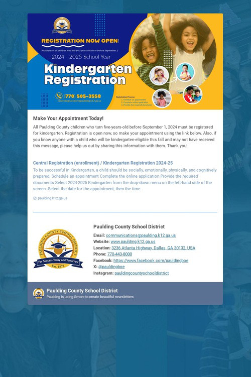 Kindergarten Registration 2024-2025