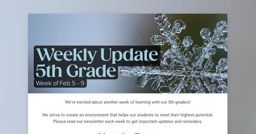 Weekly Update 5th Grade