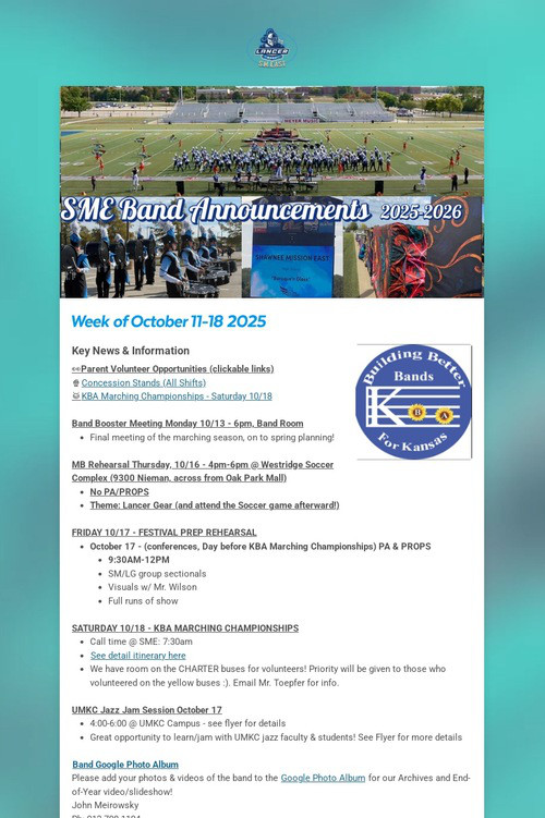 SME Band Announcements