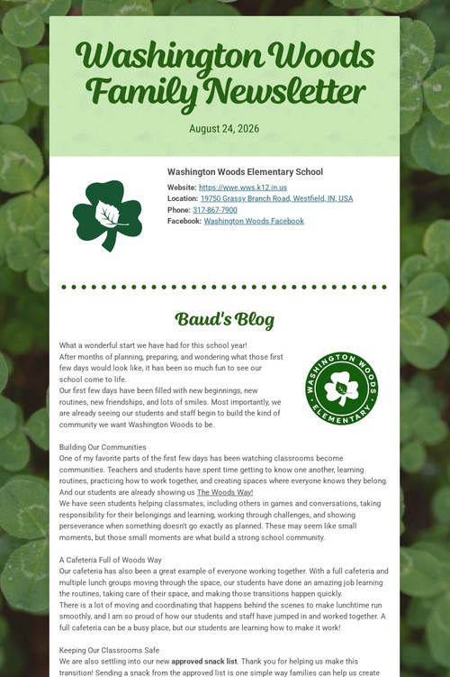 Washington Woods Family Newsletter