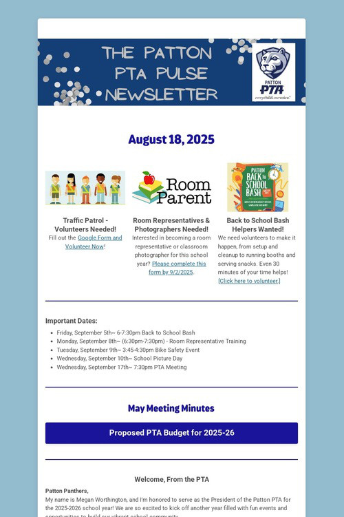 Patton PTA Pulse Newsletter