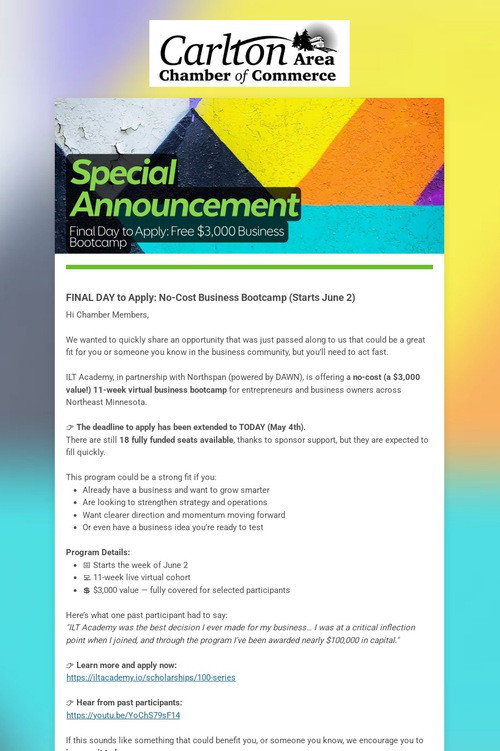 Special Announcement
