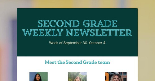 Second Grade Weekly Newsletter