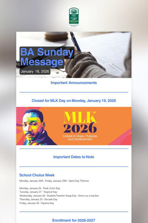 BA Sunday Message