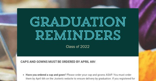 Graduation Reminders