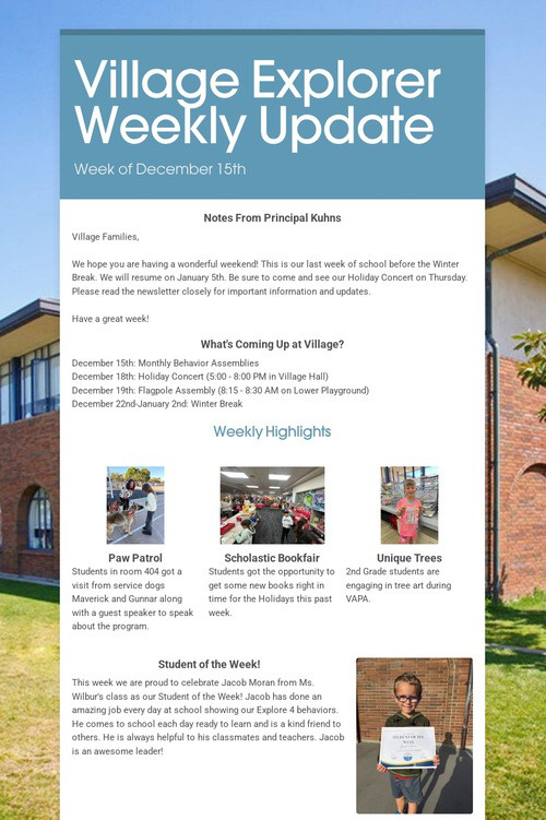 Village Explorer Weekly Update