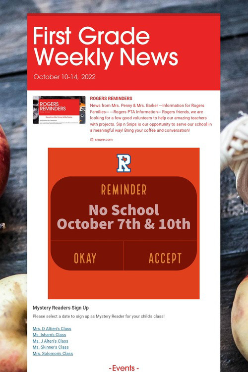 First Grade Weekly News
