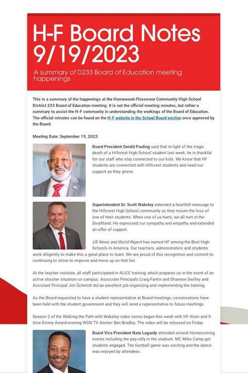H-F Board Notes 9/19/2023