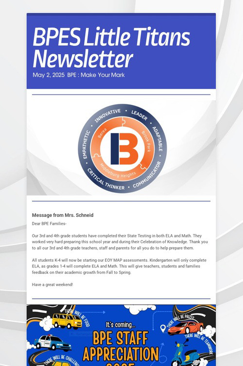 BPES Little Titans Newsletter