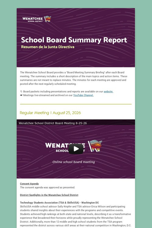 School Board Meeting Summary
