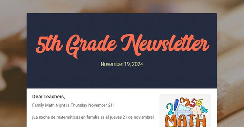 5th Grade Newsletter