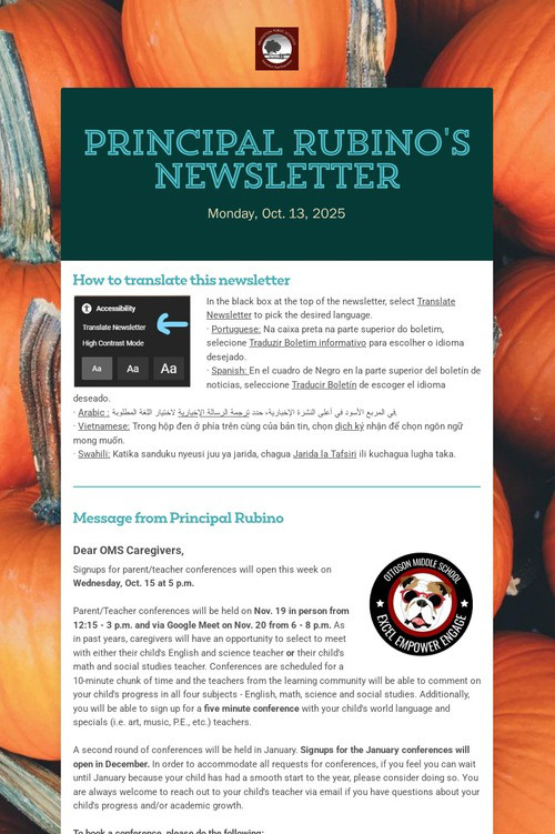 Principal Rubino's Newsletter