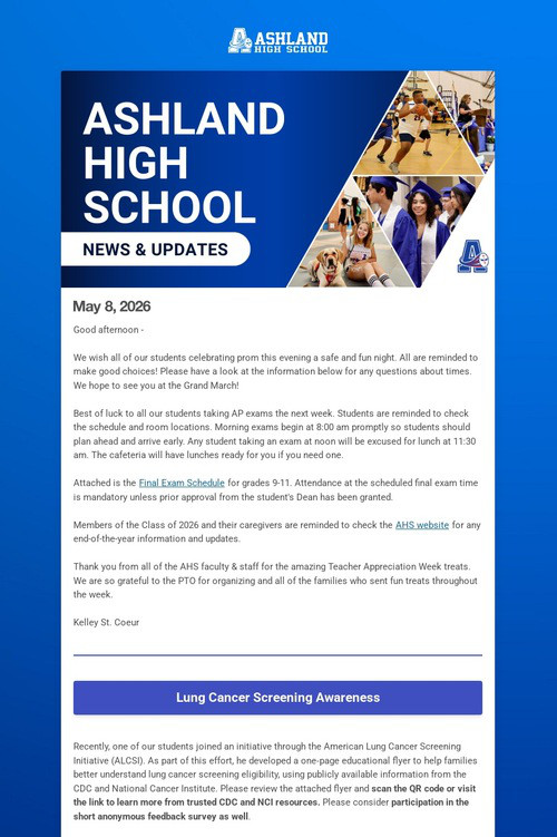 Ashland High School Weekly Update