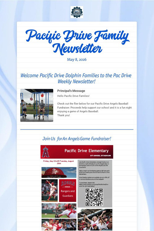 Pacific Drive Family Newsletter