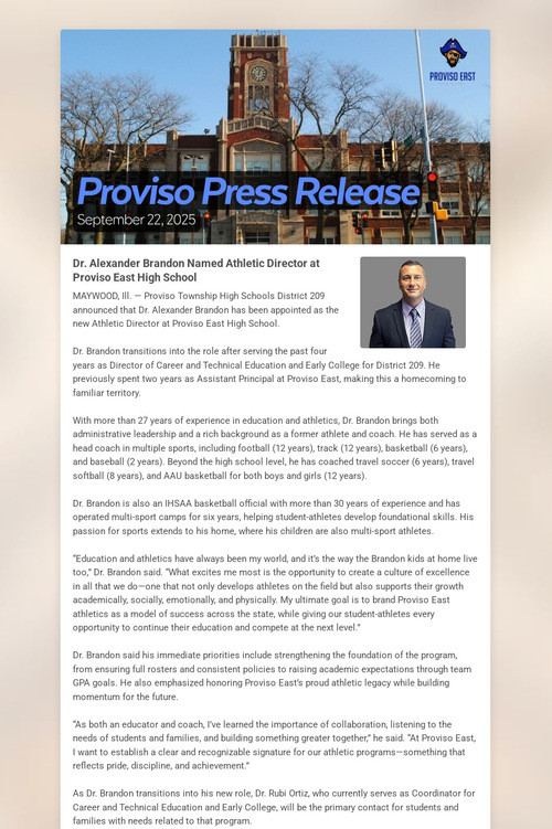 Proviso Press Release