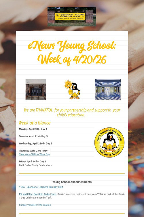 eNews Young School: Week of 4/20/26