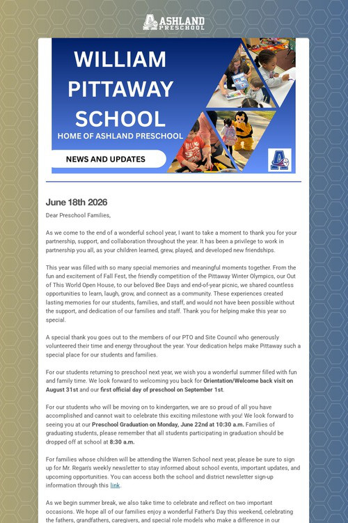 Ashland Preschool Update