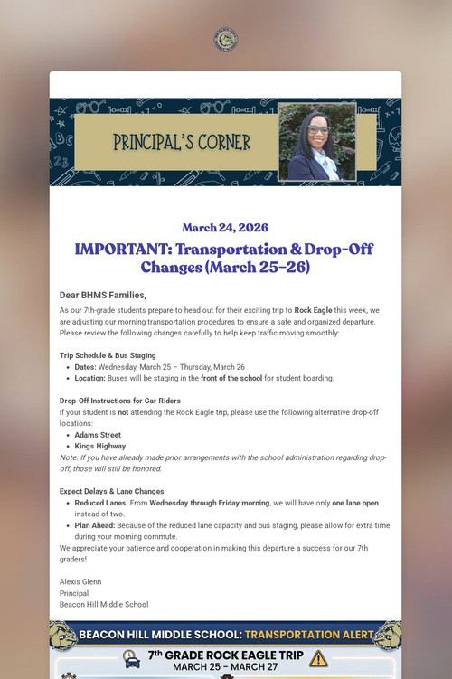 A Message From Principal Glenn