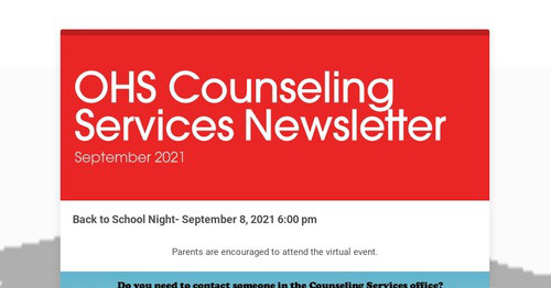 OHS Counseling Services Newsletter