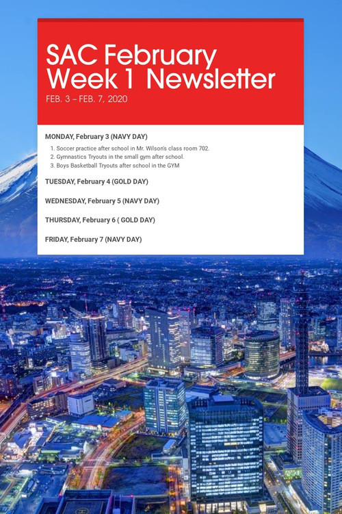 SAC February Week 1 Newsletter