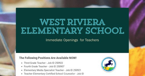 West Riviera Elementary School | Smore Newsletters