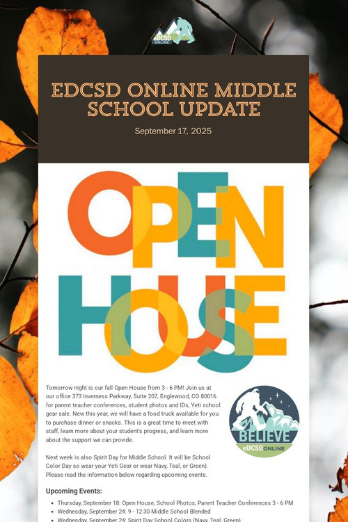 eDCSD Online Middle School Update