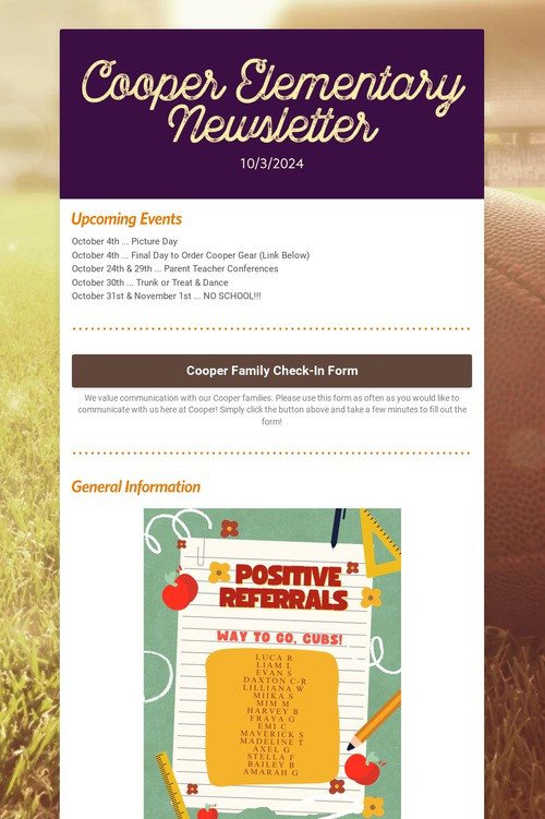 Cooper Elementary Newsletter