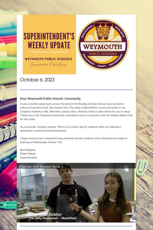 Superintendent's Weekly Update