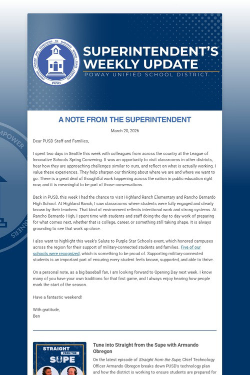 Superintendent's Weekly Update