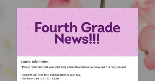 Fourth Grade News!!!